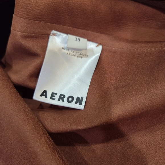 AERON NWT Genuine Leather Trapeze Long Sleeve VNeck Luxurious Dress 38 US 6 - Picture 13 of 15
